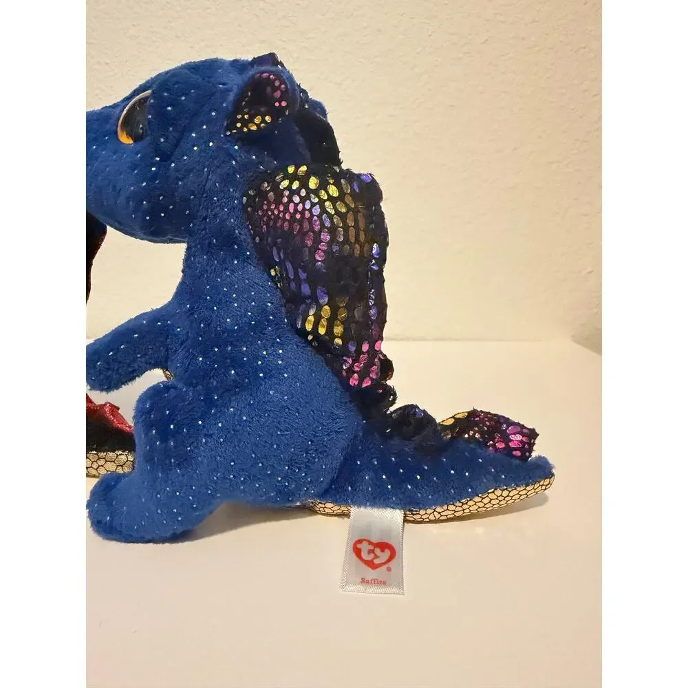Ty Beanie Boos Dragons Saffire Grindal Black Blue Plush Stuffed Animal Toy 6”